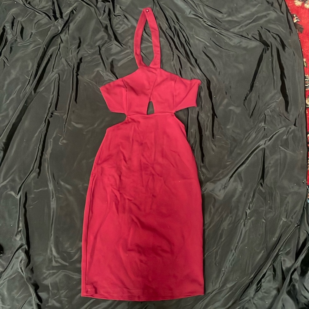 Crimson cutout bodycon dress